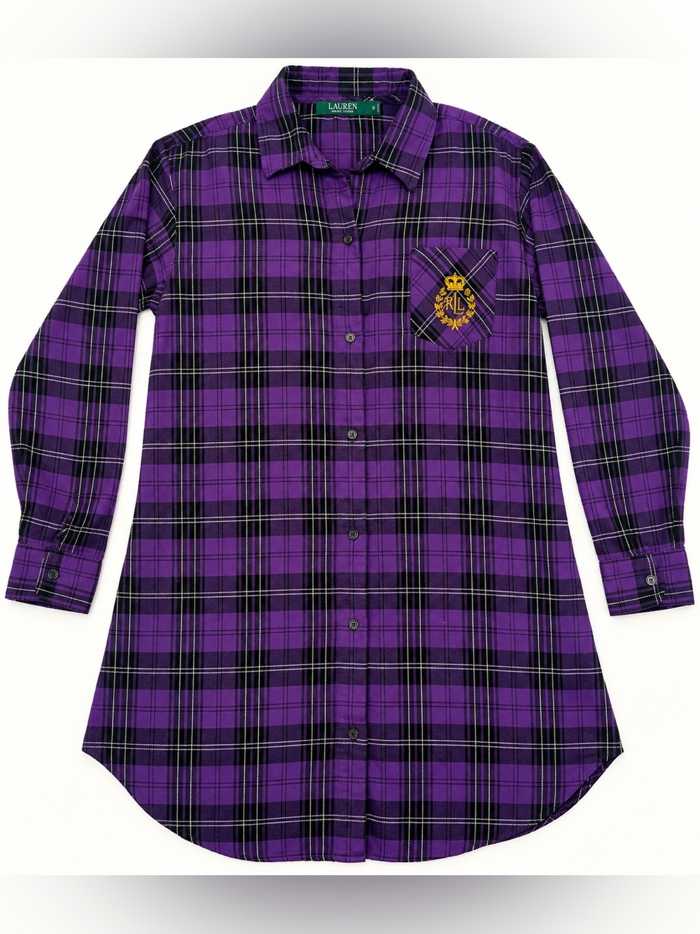 Lauren Ralph Lauren Purple Plaid Flannel Shirt Dress Size S